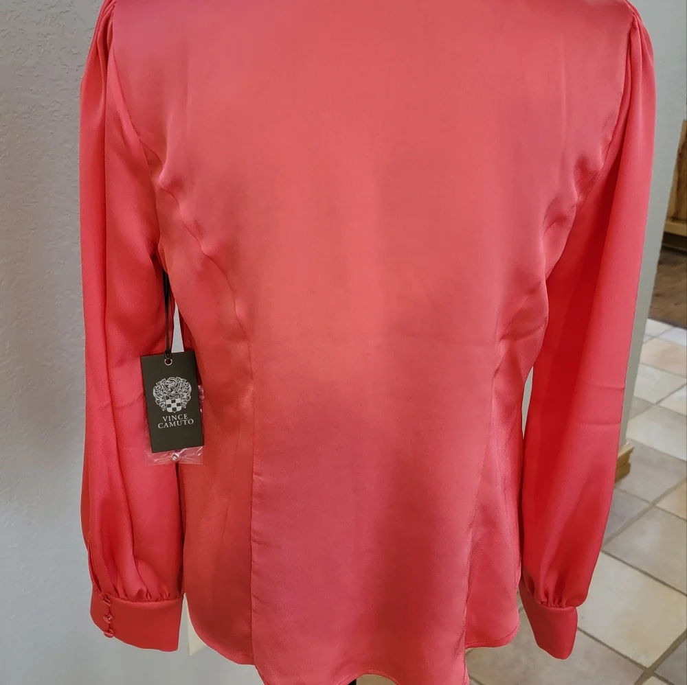 Beautiful Vince Camuto, bright coral blouse, small - Picture 2 of 10